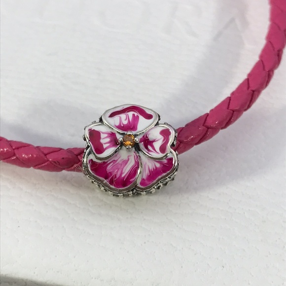 Pandora Jewelry Pandora Honeysuckle Pink Leather Bracelet Wpansy Poshmark